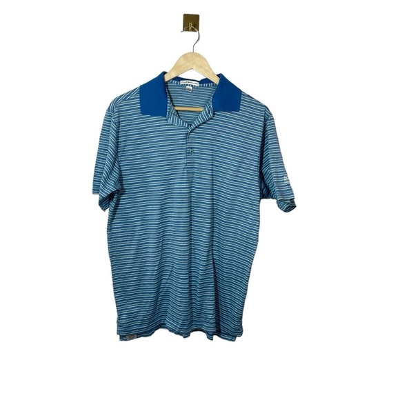 Peter Millar Striped Country Club Golf Polo in Blue/White Size M - Picture 4 of 8